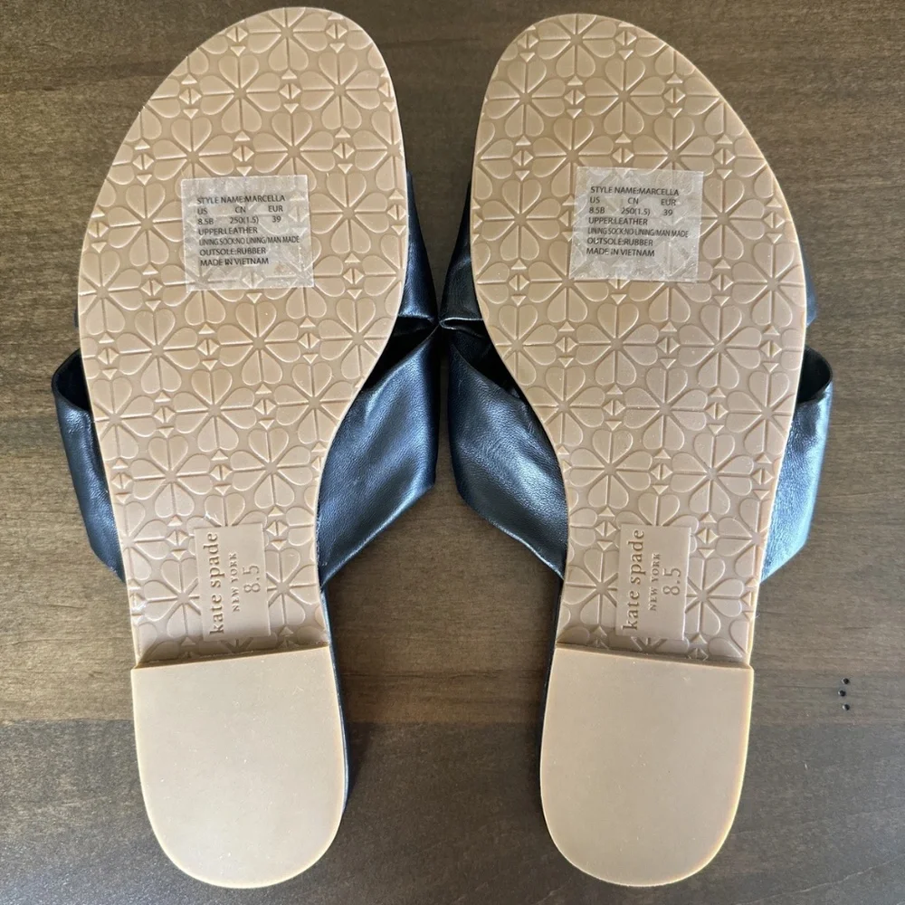 KATE SPADE NEW YORK Marcella Slide Sandal Black Women's Size 8.5 Retail $148